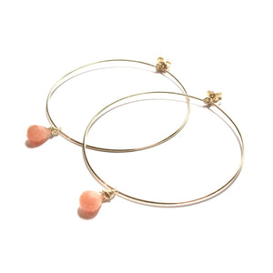 peach aventurine large hoop earrings