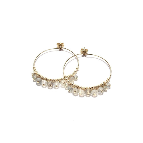 multi labradorite medium hoop earrings