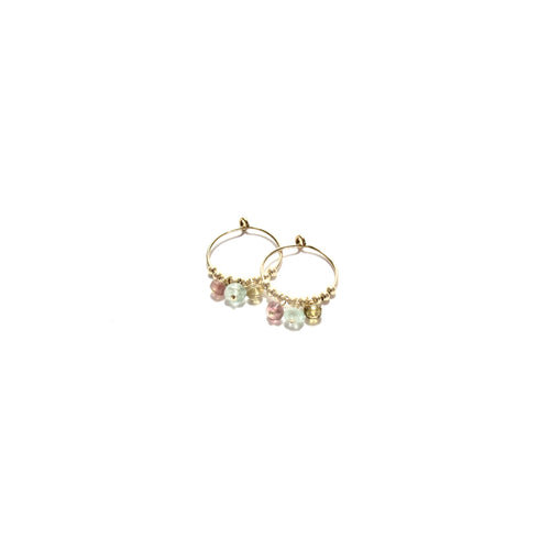 multi rainbow tourmaline small hoop earrings