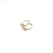 Load image into Gallery viewer, multi rainbow tourmaline small hoop earrings