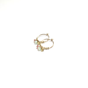 multi rainbow tourmaline small hoop earrings