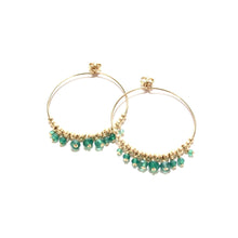 Load image into Gallery viewer, multi green onyx medium hoop earrings