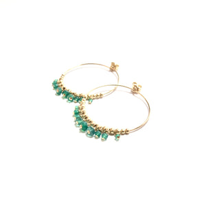 multi green onyx medium hoop earrings