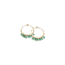 Load image into Gallery viewer, multi green onyx midi hoop earrings