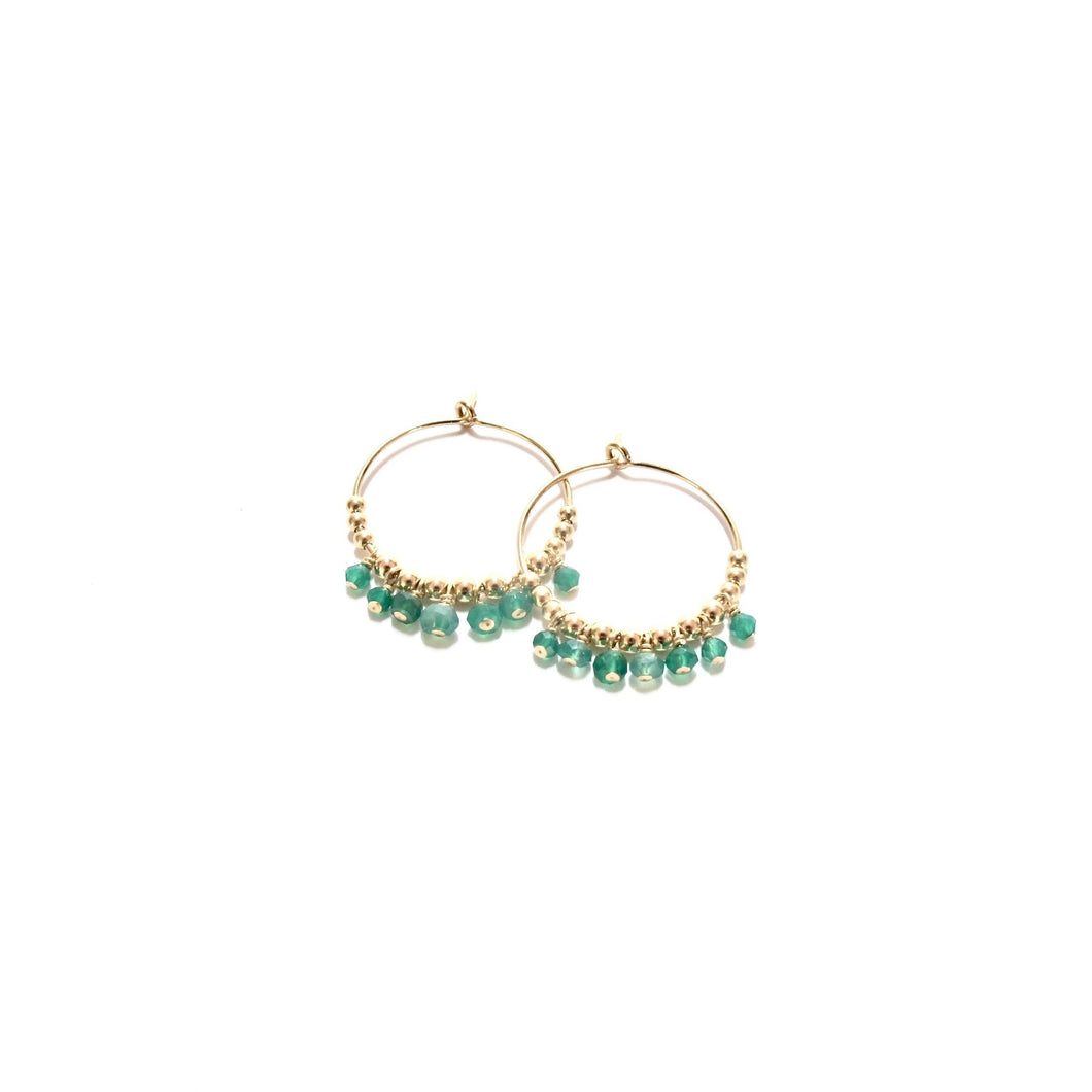 multi green onyx midi hoop earrings