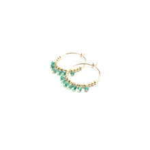 Load image into Gallery viewer, multi green onyx midi hoop earrings