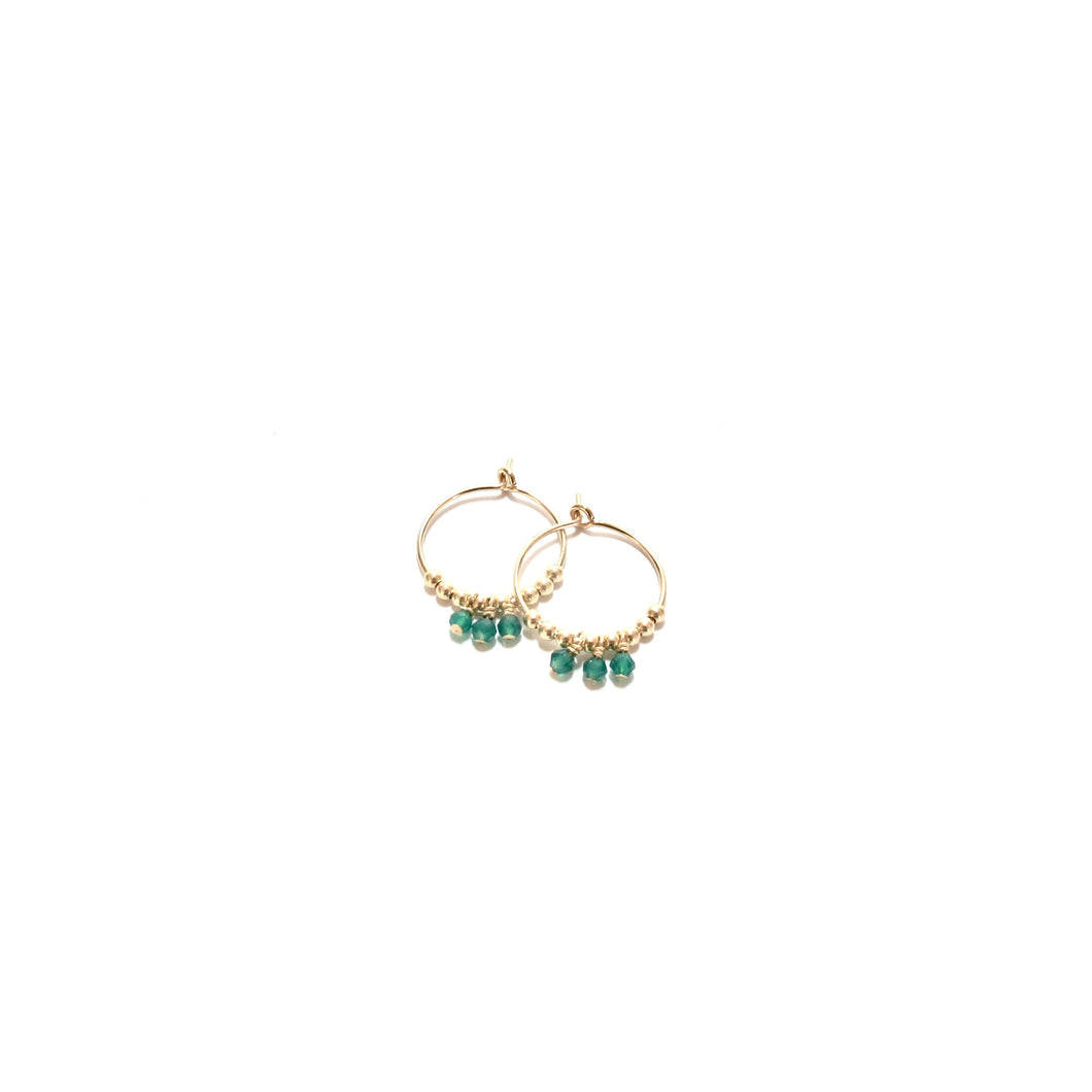 multi green onyx small hoop earrings