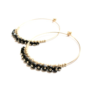 multi black onyx large hoop earrings