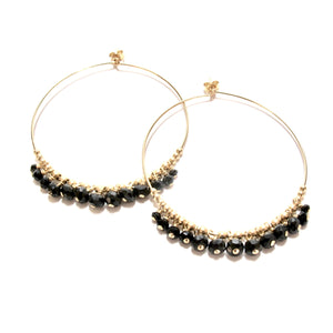 multi black onyx large hoop earrings