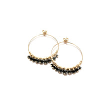 Load image into Gallery viewer, multi black onyx medium hoop earrings