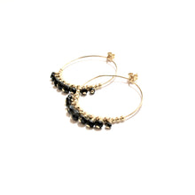 Load image into Gallery viewer, multi black onyx medium hoop earrings