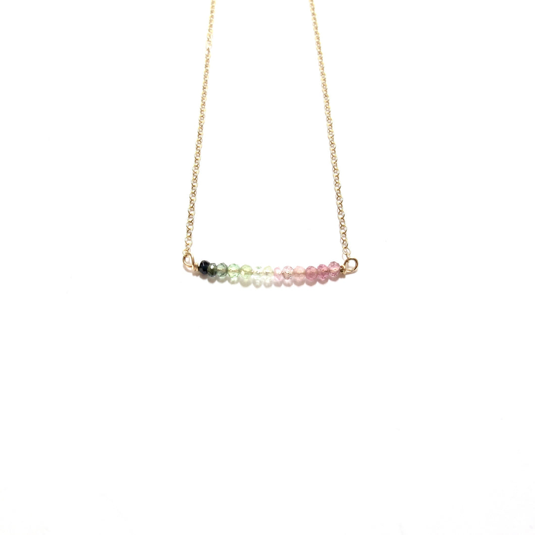 line of rainbow tourmaline necklace