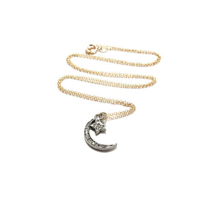 pave diamond moon & star