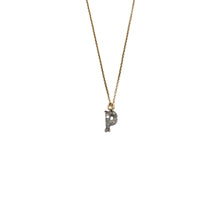 Load image into Gallery viewer, small pave diamond initial necklace (limited choice of letters)