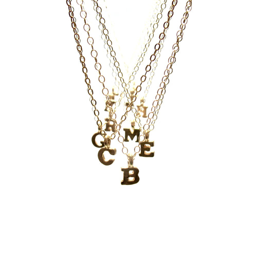 tiny gold initial necklace