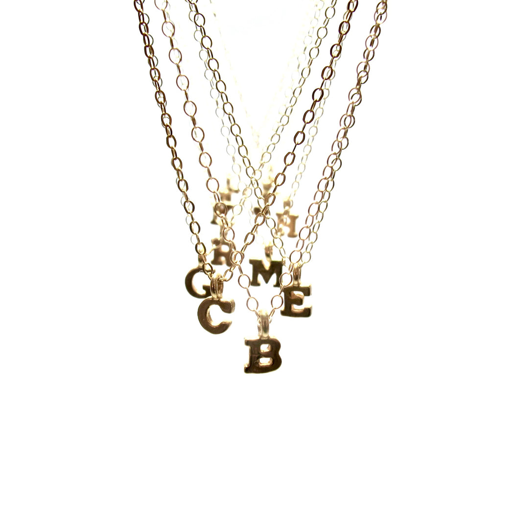 tiny gold initial necklace