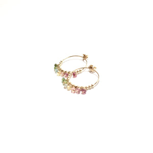 multi rainbow tourmaline midi hoop earrings