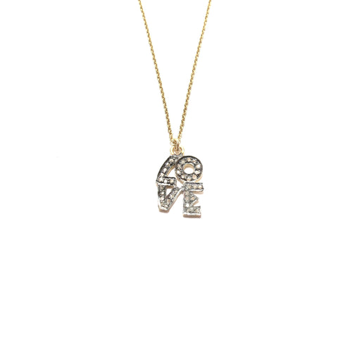pave diamond love necklace