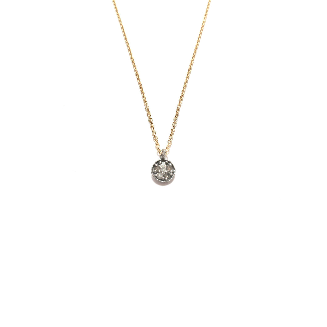 tiny pave diamond circle necklace