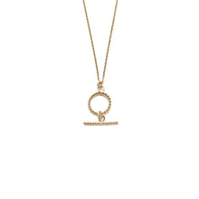 Load image into Gallery viewer, small twisted gold T-bar necklace