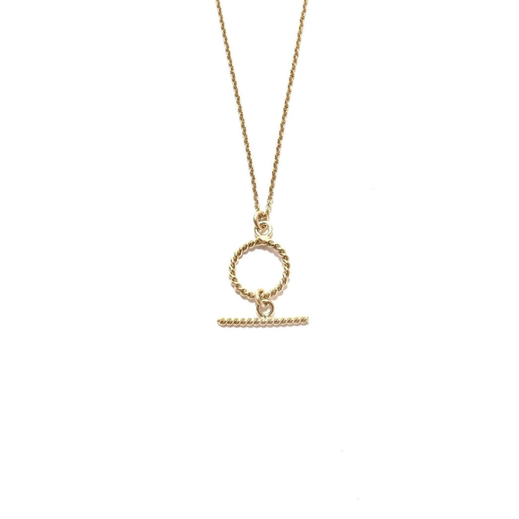 small twisted gold T-bar necklace