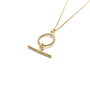 small twisted gold T-bar necklace