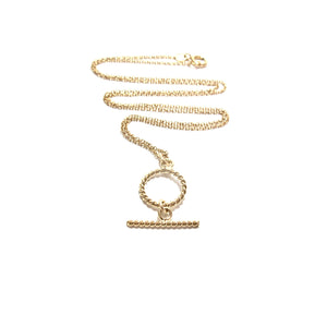small twisted gold T-bar necklace