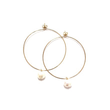Load image into Gallery viewer, pearl large hoop earrings