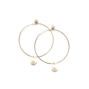 pearl large hoop earrings