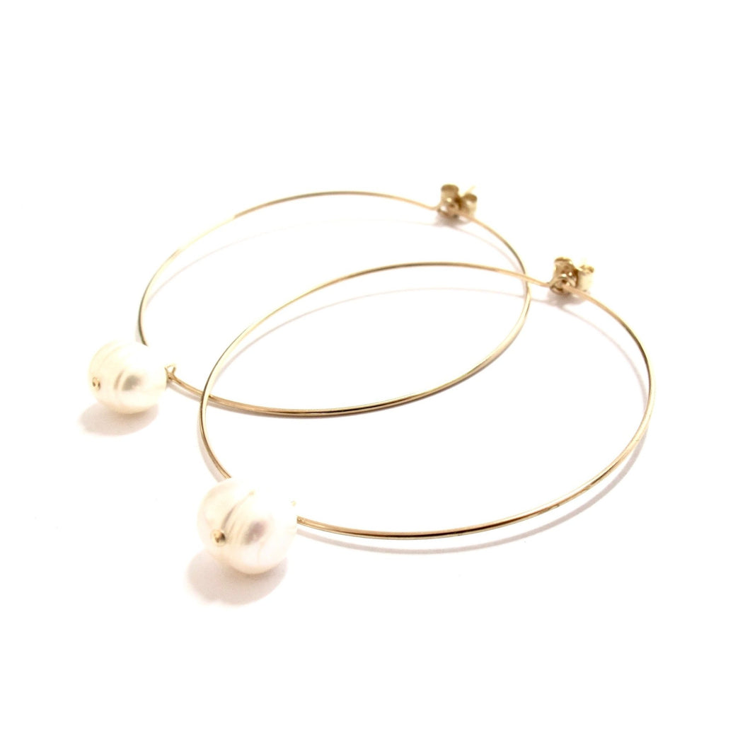 pearl large hoop earrings