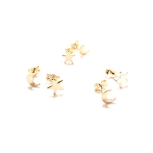 Load image into Gallery viewer, moon and star stud earrings