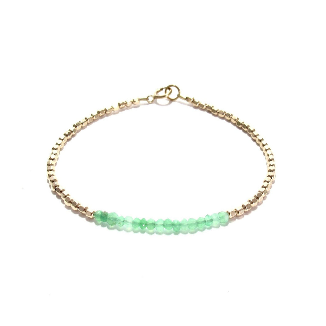 chrysoprase line and gold beads bracelet