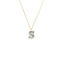 Load image into Gallery viewer, small pave diamond initial necklace (limited choice of letters)