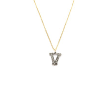 Load image into Gallery viewer, small pave diamond initial necklace (limited choice of letters)