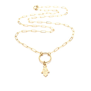 fine link ring & hamsa necklace