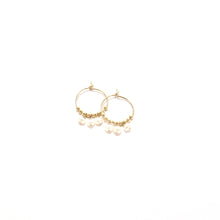 Load image into Gallery viewer, multi tiny pearl small hoop earrings