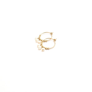 multi tiny pearl small hoop earrings