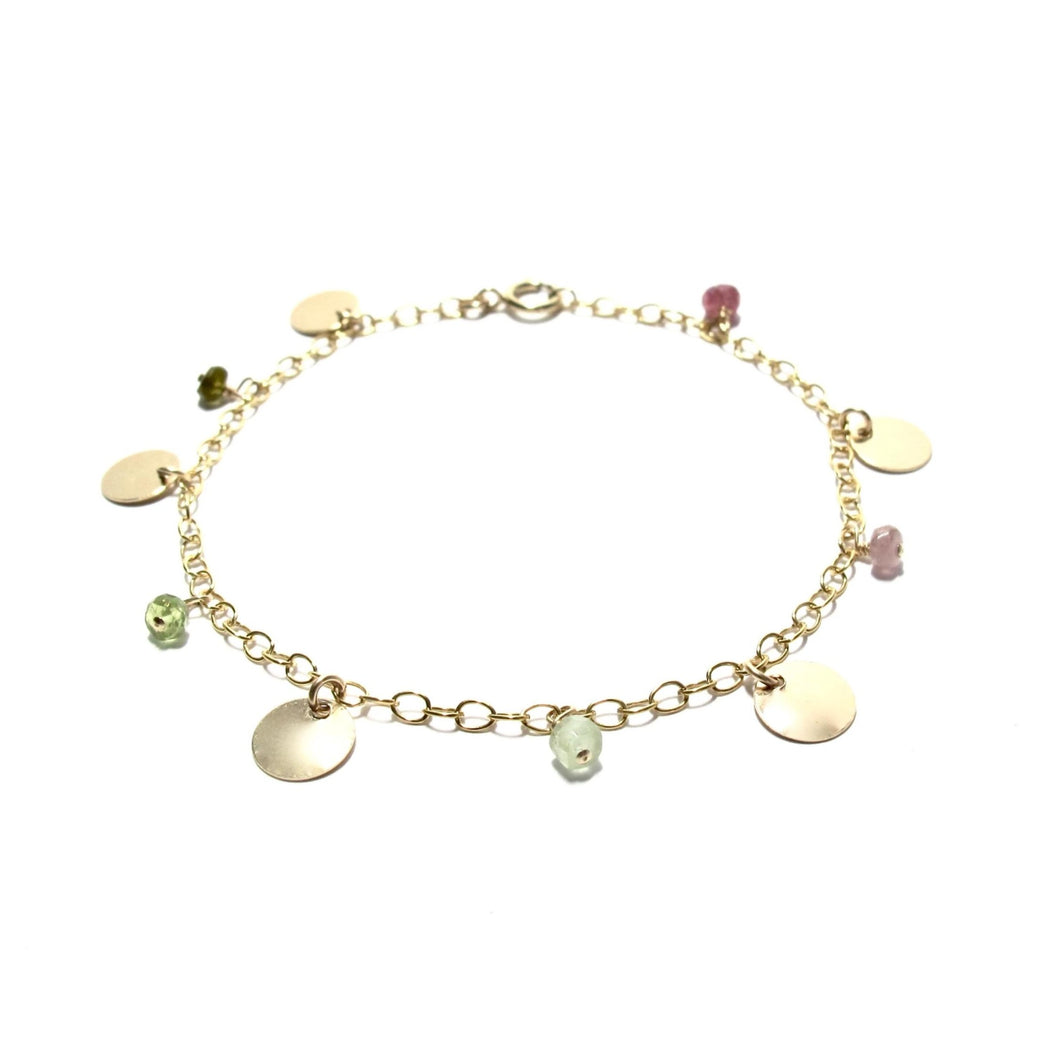 discs rainbow tourmaline bracelet