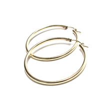 Load image into Gallery viewer, large plain gold hoops