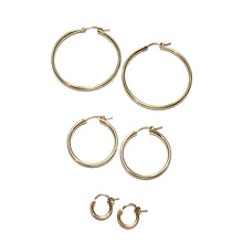 Load image into Gallery viewer, large plain gold hoops