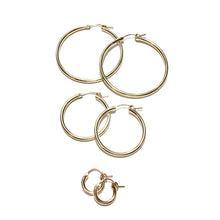 Load image into Gallery viewer, small plain gold hoops