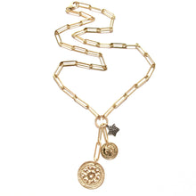 Load image into Gallery viewer, hammered disc coin &amp; diamond star necklace