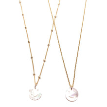 Load image into Gallery viewer, mother of pearl smiley necklace (choice of chains)